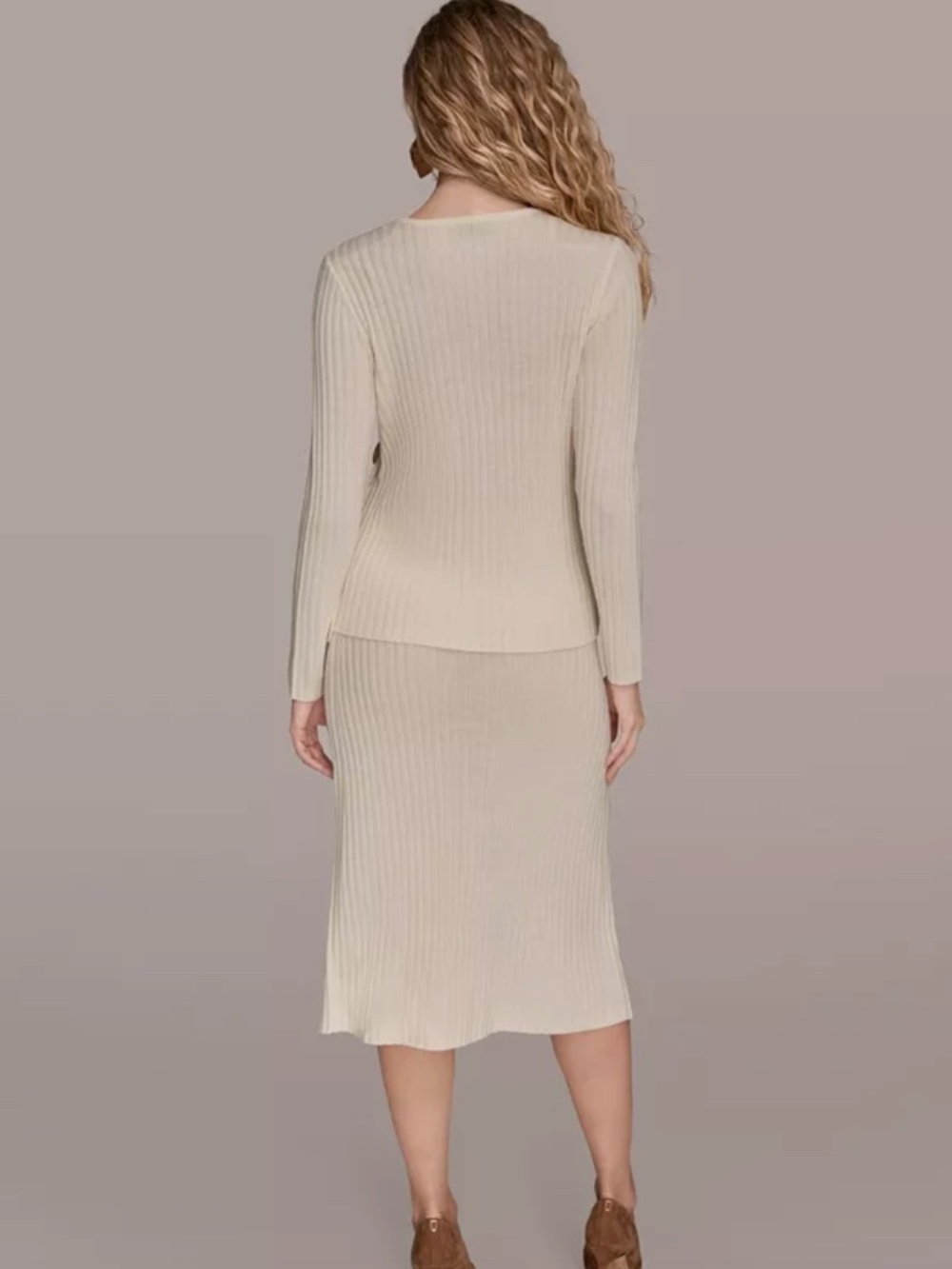 Donna Karan Knit Wrap Skirt Ivory - Picture 2 of 2